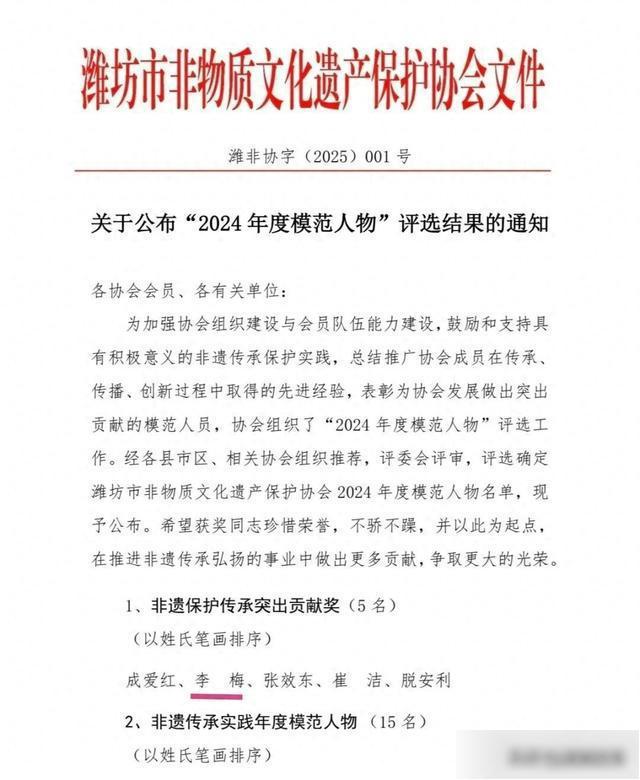 潍城区12位非遗传承人获潍坊市“2024年度模范人物”荣誉